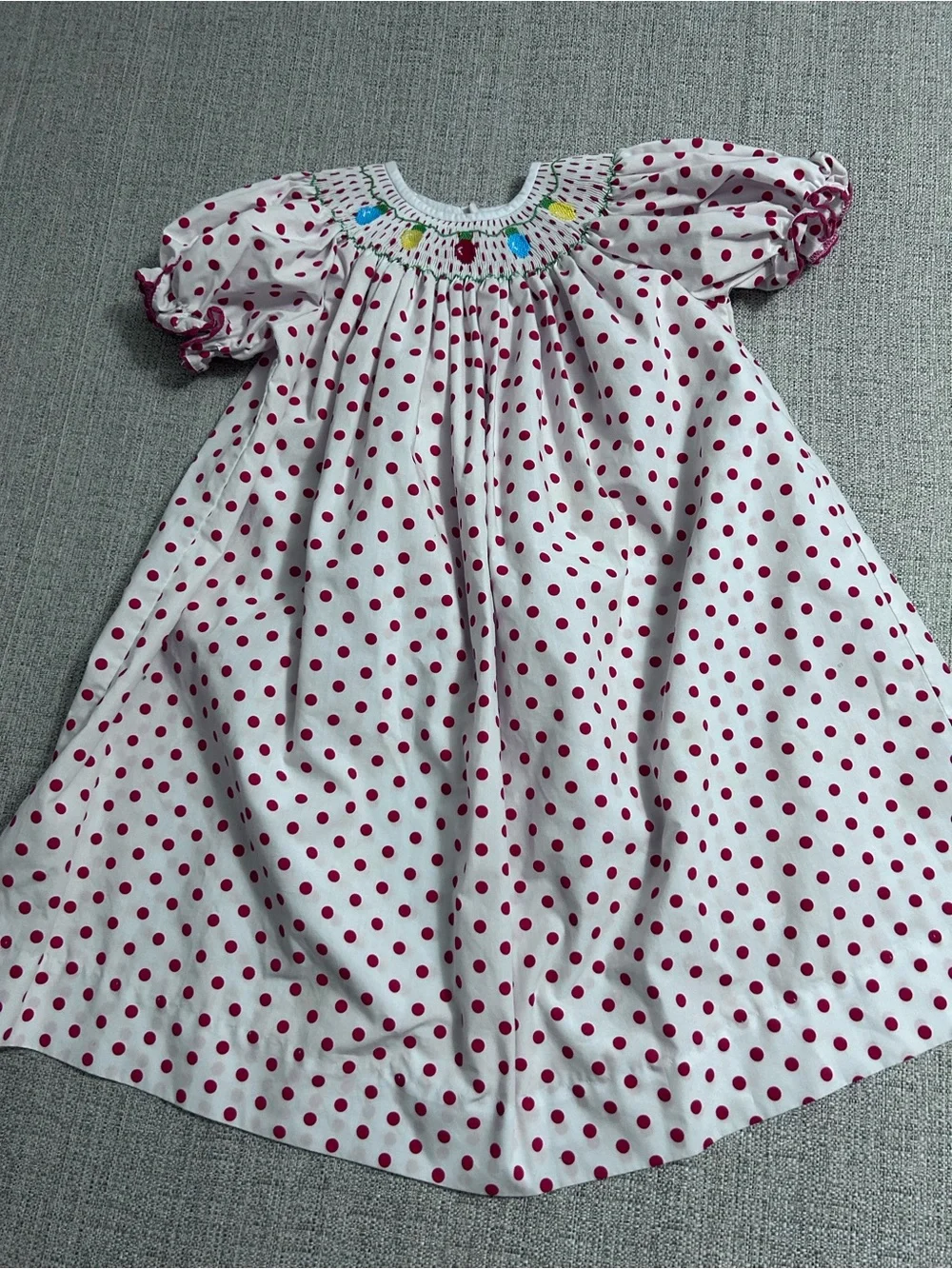 Southern Sunshine White Polka Dot Smocked Dress Holiday Christmas Size 4T